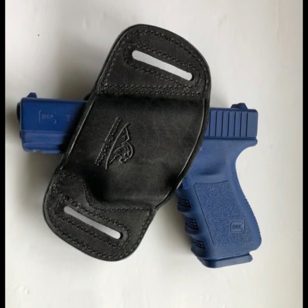 GLOCK 19 Walther PPQ OWB Quick Slide Leather Holster Black  ONLY